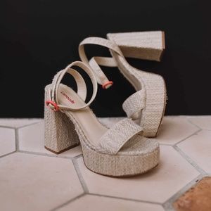 $285 LARROUDE Dolly Sandal In Natural Raffia 11 Handmade Memory Foam Insole